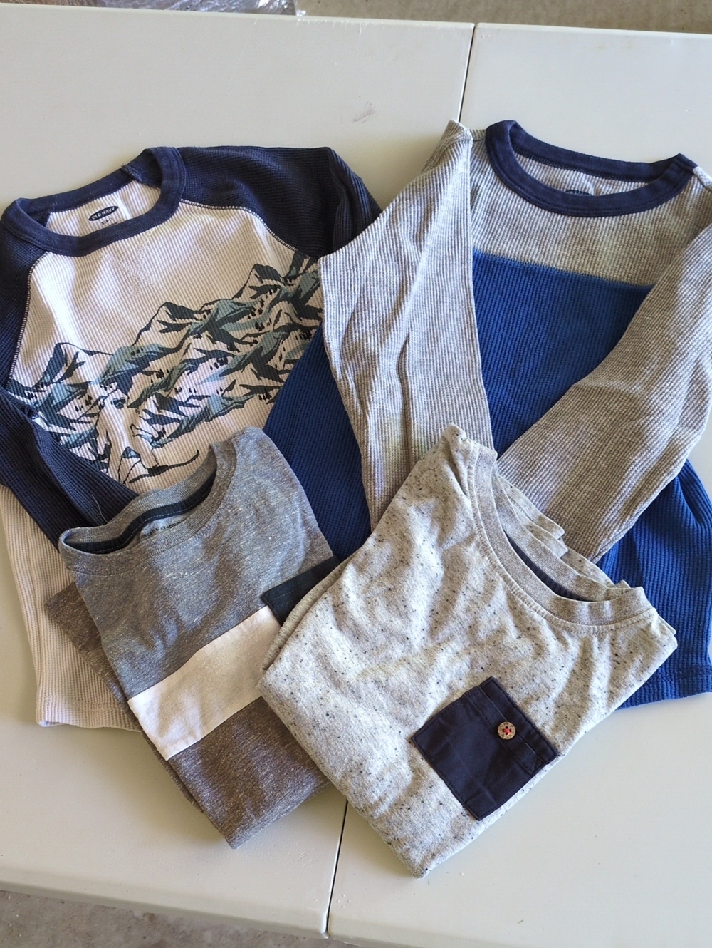 Old Navy Boys Long Sleeve Crewneck Shirts - Blue, Gray, White